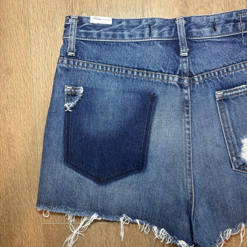 Lovers + Friends REVOLVE Ryan High Rise Distressed Denim Shorts Blue Size 26 - Picture 8 of 14